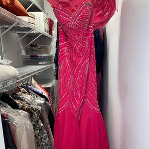 Studio 17 Pink Strapless Mermaid Sequined Gown